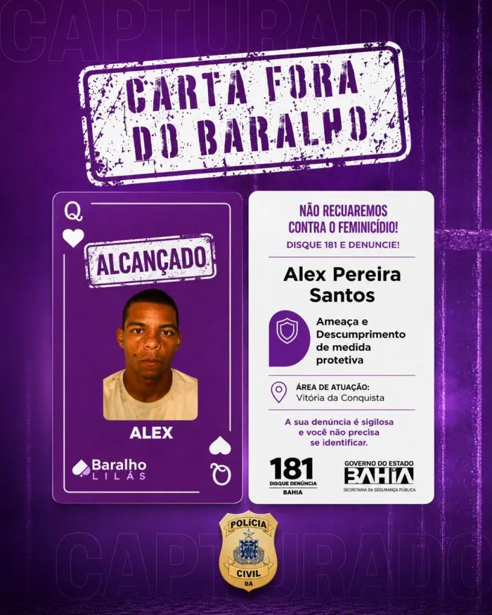 Operação Dama Lilás prende integrante do Baralho do Crime em Vitória da Conquista