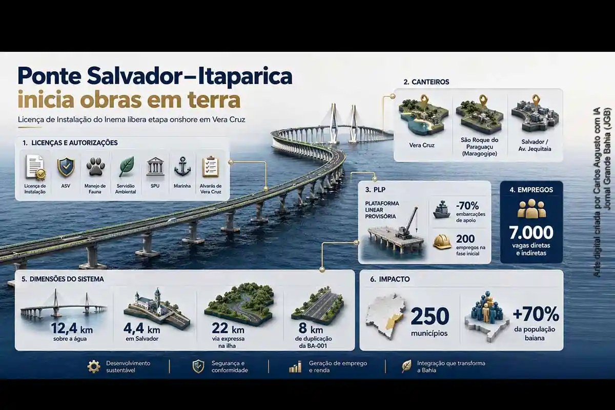 Bahia inicia obras em terra da Ponte Salvador-Itaparica em Vera Cruz
